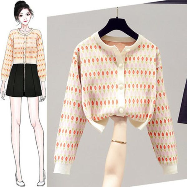 

autumn / winter 2021 women's cardigan sweater long sleeve short slim fit large cardigan soft warm fashion coat sweater, White