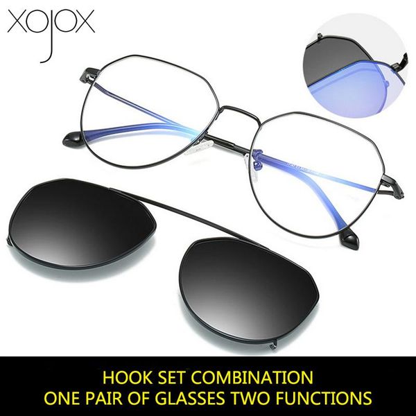 

sunglasses xojox polarized men retro polygon metal women sun glasses double clip prescription eyeglasses hook eyewear uv400, White;black