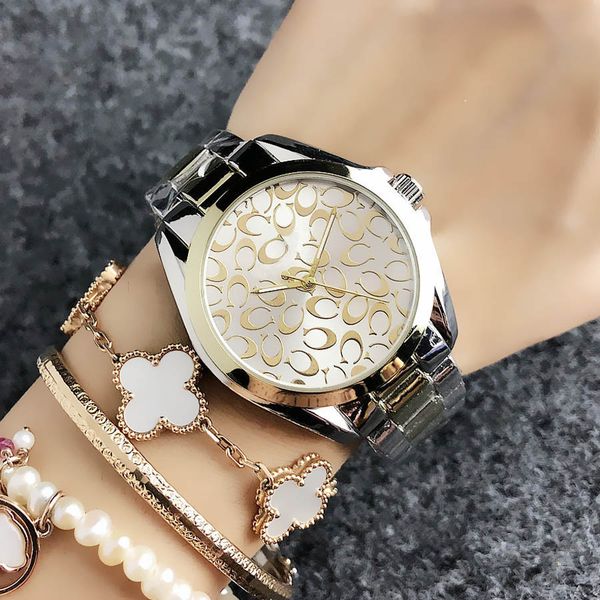 

high-end2021 мода бренд часы женская девушка металлическая стальная полоса кварцевые наручные часы coa 01, Slivery;brown