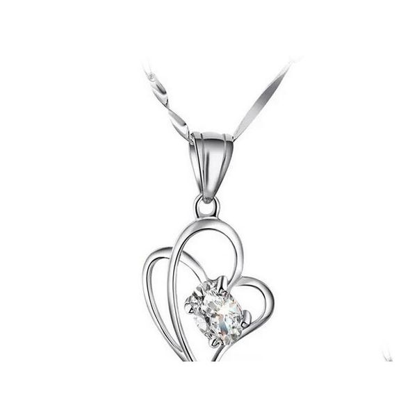 

new high-grade austria crystal love to love diamond 30% 925 sterling silver pendant necklace for wedding dress sets shipping wdijd