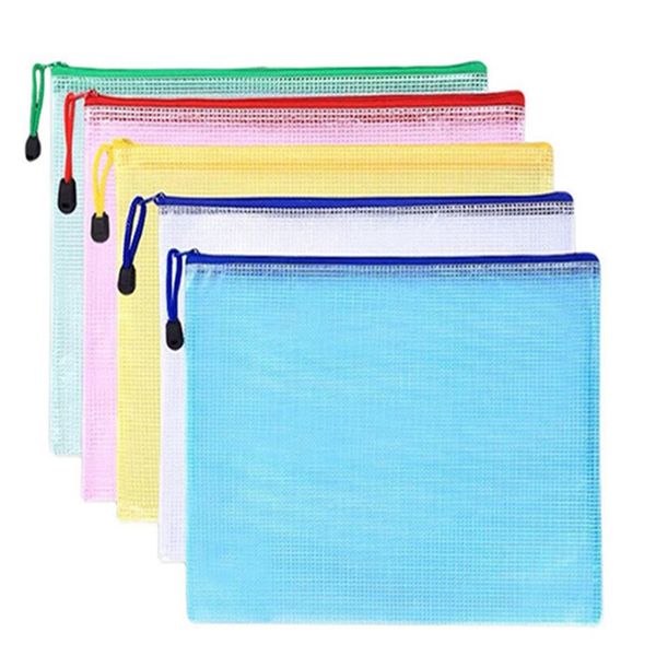 A4 A5 A6 A6 B4 B5 PVC Malha Transparente Zipper Arquivo Saco Arquivos Student Test Bill Bill Certificate Bolsa De Saco De Armazenamento