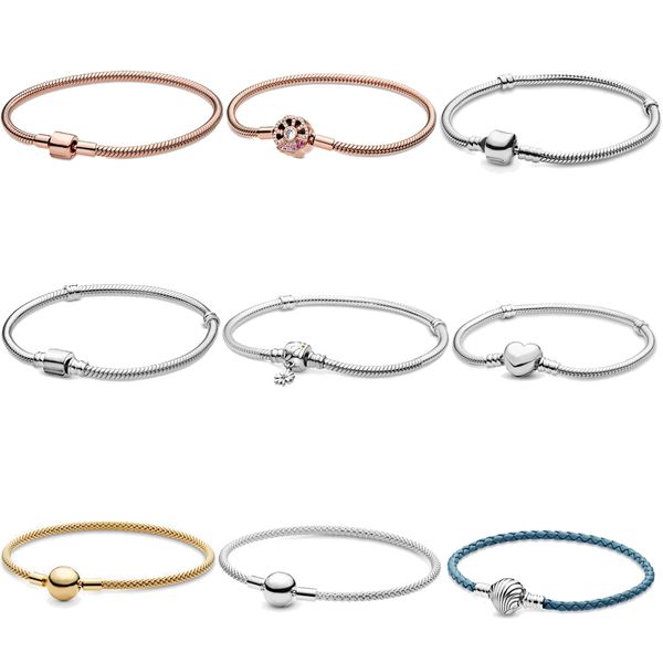 

2020 new arrivals 925 solid silver bracelet rose golden color daisy flower barrel clasp snake chain bracelet women jewelry, Black