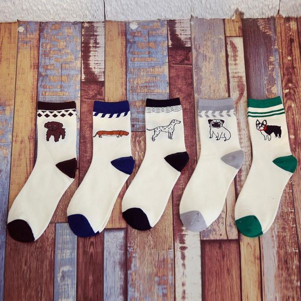 

women and men funny short socks cartoon animal print cute socks high-quality cotton autumn winter warm male man sokken1, Black;white