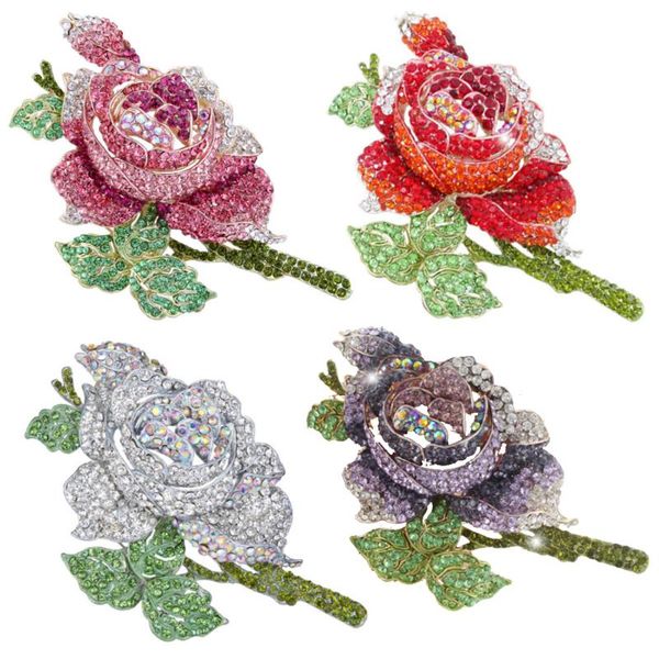 

pins, brooches austrian crystal rose flower brooch bridal clothing ornament floral, Gray