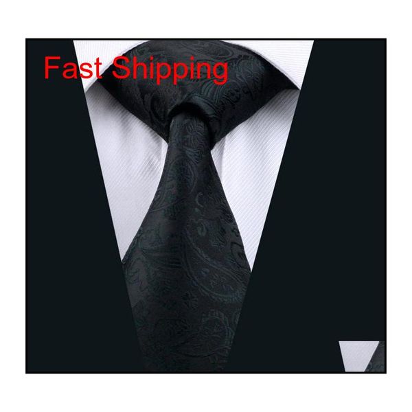 

fast shipping necktie classic black designer paisley silk for wedding brand mens accessories fashion business suit t qylkng beauty888, Black;blue