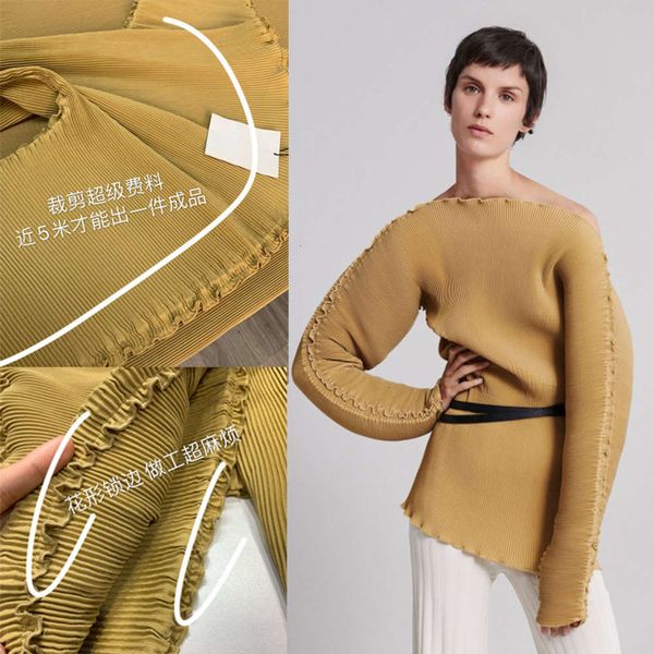 

nordic to azor collar texture puff sleeve loose ruffle pleated slim shirt, White