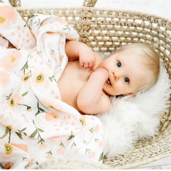 

180g 100% bamboo fiber muslin blanket print floral baby bedding bath towels blankets newborn for babies swaddle wrap receiving y200109