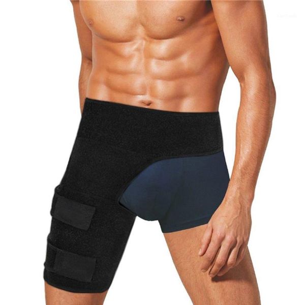 

arm & leg warmers adjustable groin support men women compression sport thigh waist wrap strap hip stability brace protector nature hi, Black
