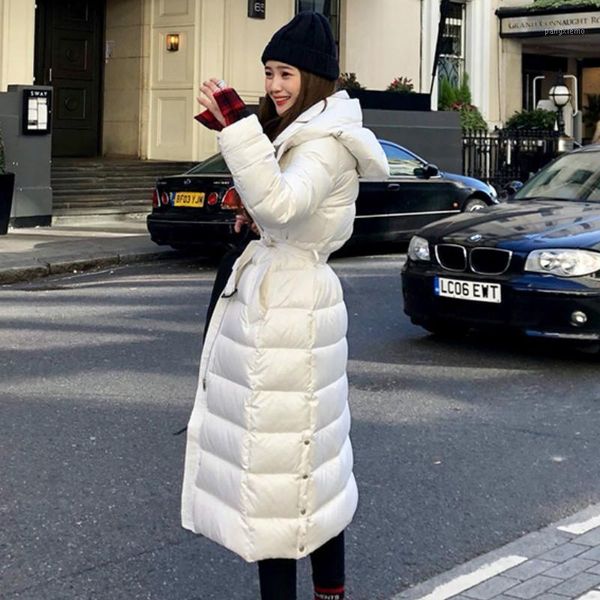 

new 90% white duck down coats fashion 2020 women down jacket long coat female hooded winter women parkas pp5051, Black
