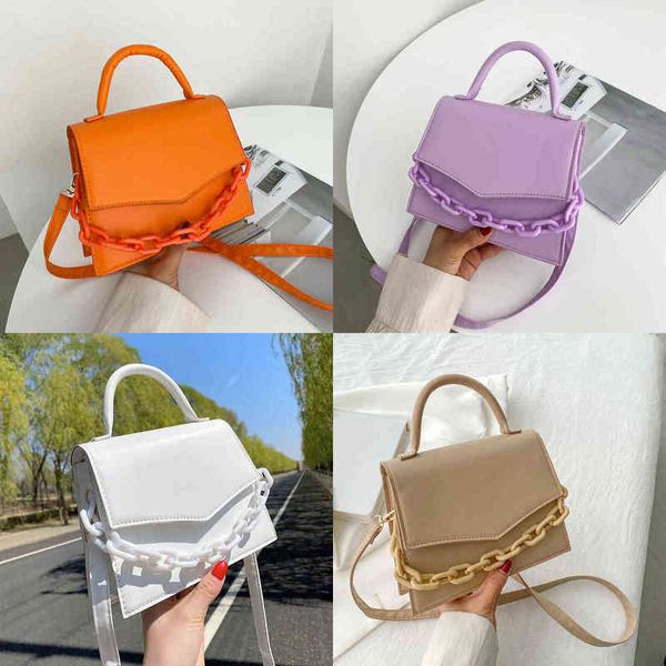 

nxy handbag fashion women pu leather pure color shoulder crossbody messenger bags casual ladies thick chain small handle handbags 0214
