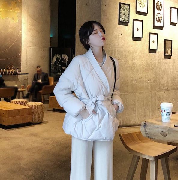 

korean version of the v-neck lace cotton-padded clothes q1311, Black