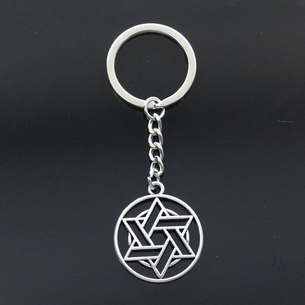 

new keychain 33x29mm hexagram star of david shield pendants diy men car key chain ring holder keyring souvenir jewelry gift, Silver