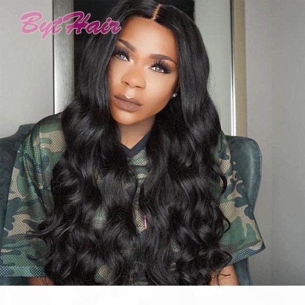 

bythair lace front human hair wigs glueless full lace wigs 100% brazillian virgin human hair body wave wavy wigs for black women, Black;brown