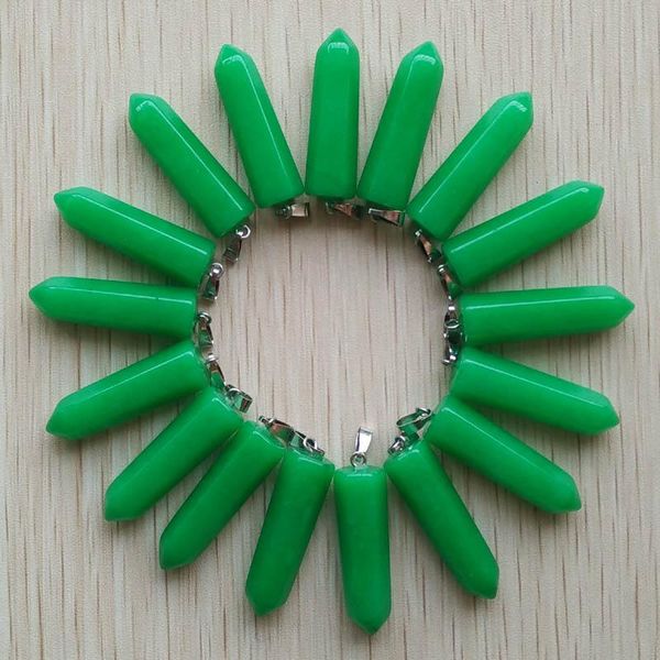 

wholesale 24pcs lot 2019 fashion assorted natural stone pendants point charms hexagonal pillar pendant h wmtkxj, Black