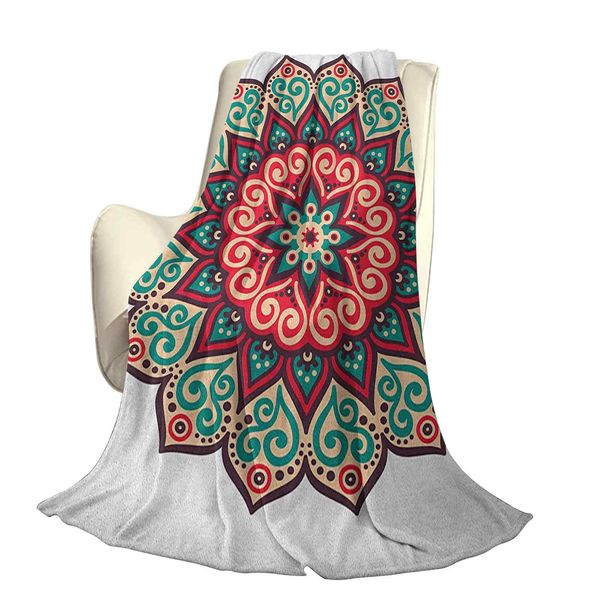 

vintage style traditional round motif with swirly floral details in retro colorsoffice leisure blankets