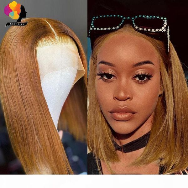 

remyblue blonde short bob wig straight human hair wigs 13x1 lace wig pre-plucked 150% brazilian remy human hair deep part wigs, Black;brown