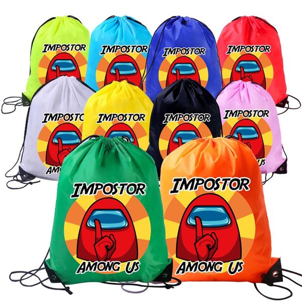 

among us anime game cartoon drawstring backpack students boys girls waterproof drawstring bags children portable organizer backpacks e112301