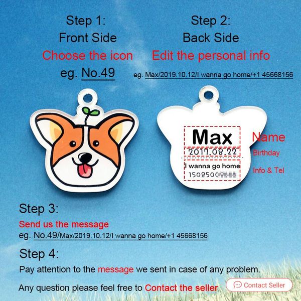 

personalized dog tag with icon handmade acrylic id tag for dog collar puppies adorable nameplate pendent pet products q wmtiwe
