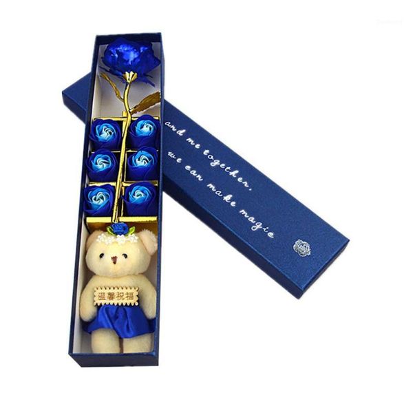 

24k gold foil rose with soap rose flower and bear ideal gift for valentines' day anniversary mother's day1