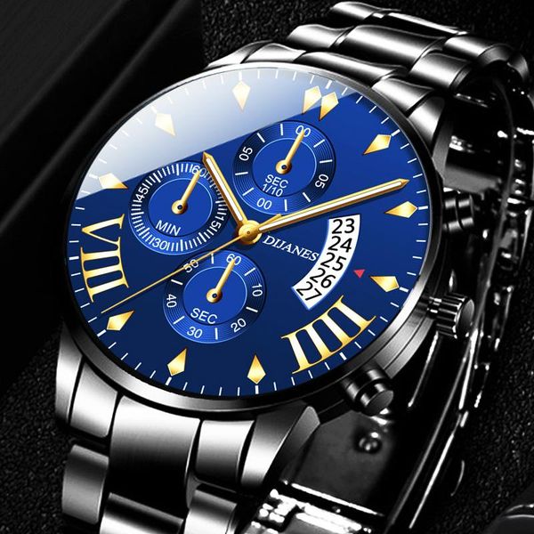 

relogio masculino men's fashion watches for men business casual stainless steel quartz watch date calendar clock montre homme jllsjz, Silver