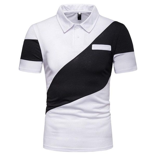 

men's casual shirts shirt summer fashion color matching short-sleeved european code lapel t-shir p032, White;black