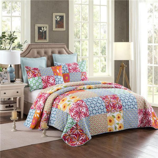 

comforters & sets patchwork coverlet set cover 3pcs cotton size king quilt bedspread bedding quilts summer bed super quilted