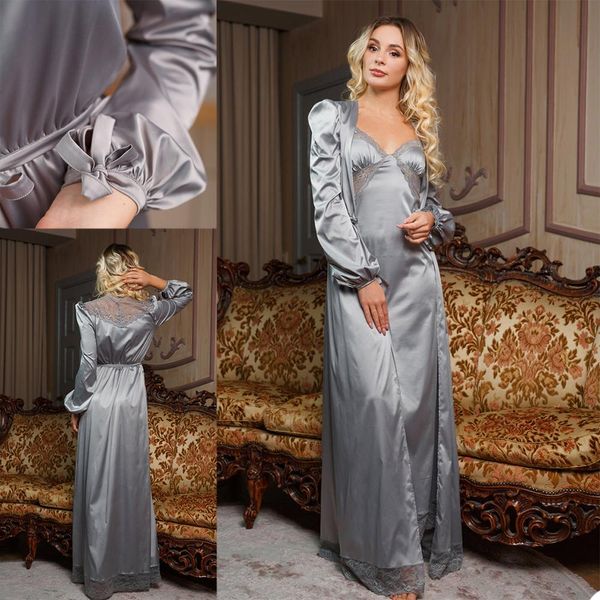 2 PCS Nupcial Sleepwear Dress Spaghetti Correias Lace Night Robe com jaqueta sexy partido camisolas vestes