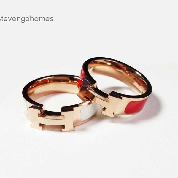 

luxury accessories: titanium h ring, female light letter stainless steel ring jewelry box, Silver