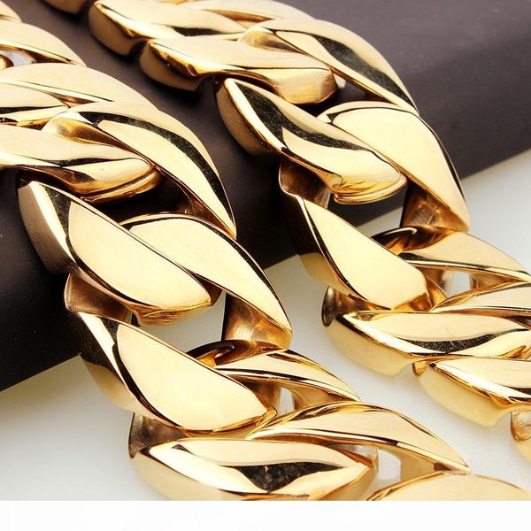 

31mm wide 316l stainless steel mens oversize heavy curb cuban chain bracelets rapper exaggerated hip hop men bangle jewelry plus chains, Black