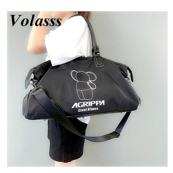 

volasss women canvas travel totes handbag large capacity sports trip bag for female fashion sports gym double zipper handbags1