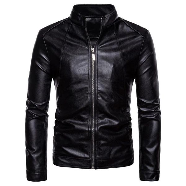 

men's jackets men'sslim jacket fashion solid color motorcycle winter chaqueta hombre windproof black leather autumn coat, Black;brown