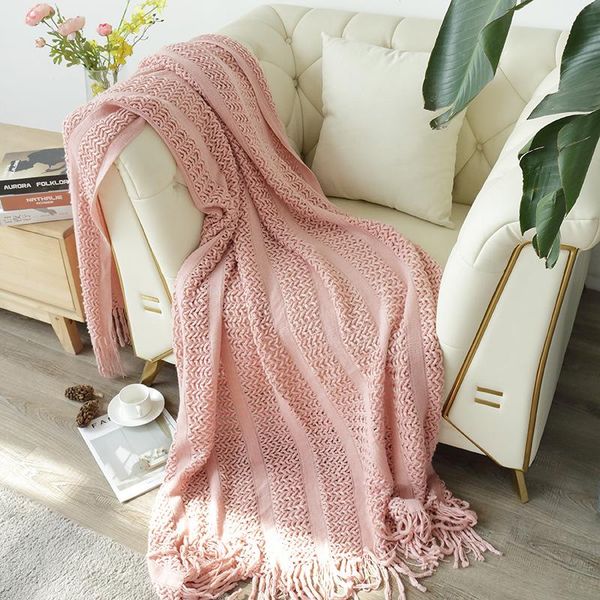 

blankets solid knit mesh tassels throw blanket super soft warm multi color sofa throws couch cover home decorative
