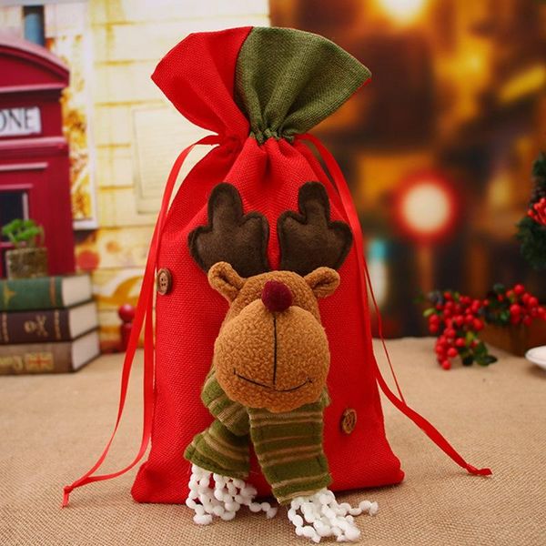 

christmas candy bag ecofriendly canvas gift bags santa deer elk ride new year xmas nevidad gifts for kids event party decor