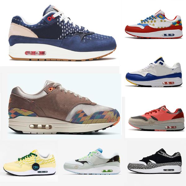 

2020 denham x max1 womens mens running shoes 1s windbreak blue void/coastal tan-sail athletic sport designer sneakers eur 36-45