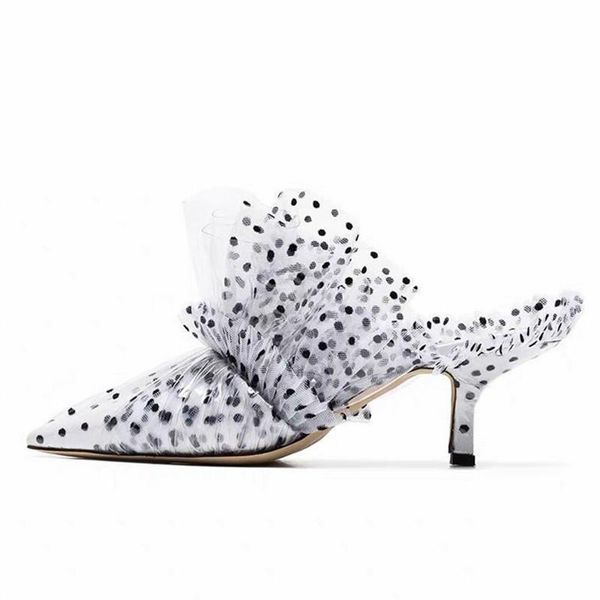 

sandals fashion pointed toe women pumps summer high heel slippers gladiator ruffled mules outside slides, Black