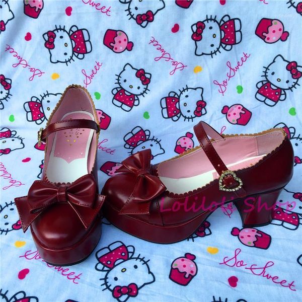 

princess sweet lolita shoes loliloliyoyo antaina japanese design cos shoes custom red thick heel round head with bow a5191, Black