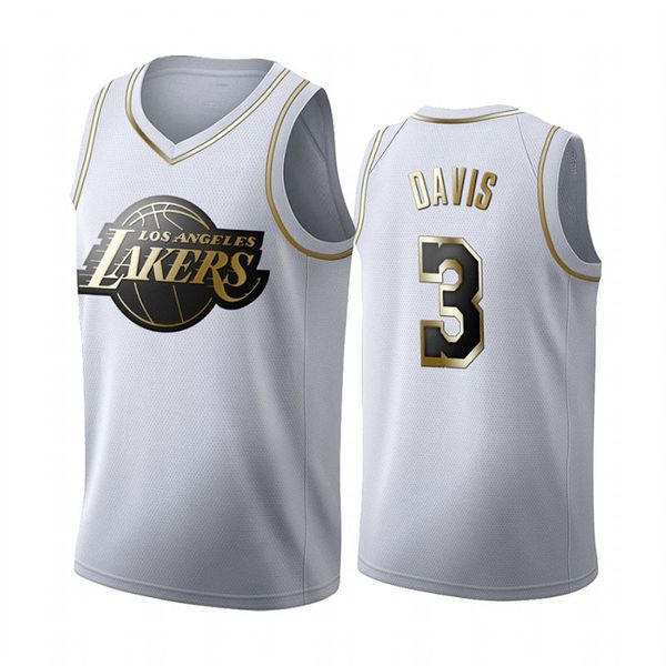 

2021 new basketball jersey 3 davis color white gold size s-xxl, Black;red