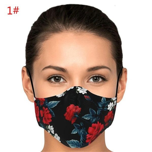 

u89yxu factory price dhl shipping women floral print protective mouth mask washable reusable face covering outdoor windproof ma 2 n, Black