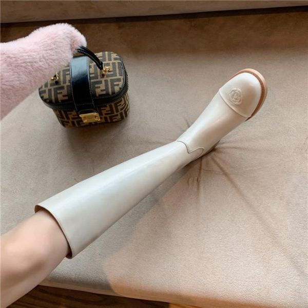 

marathon outermost layer of skin, summer, fall, round head thick with pure color in women's high boots and knee boots, Black