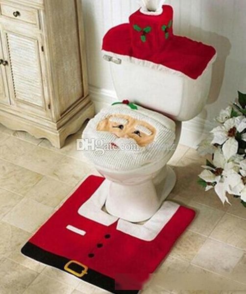 

rug new arrive happy santa toilet seat cover bathroom set christmas decorations