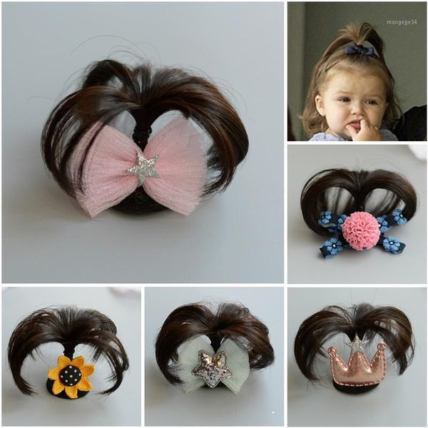 

cute mini children hairpin children's wig headdress princess crown bow fabric hair accessories baby hair clip girl 0-12 months1