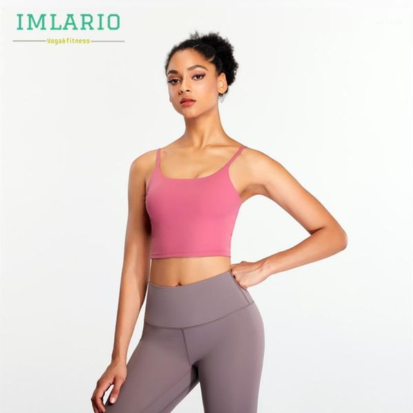 

imlario 2.0 classic athletic yoga tank slim fit women workout pilate running vest crop push up fitness sports bra camisole1, White;black