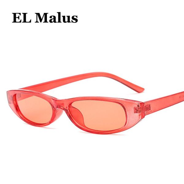 

sunglasses [el malus]2021 retro small thin tiny cat eye frame women female uv400 pink tan lens mirror ladies sun glasses, White;black