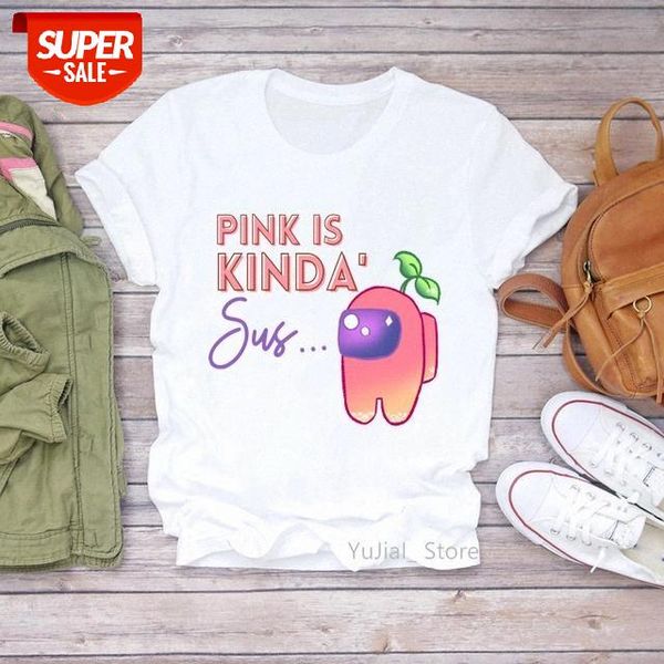 

2020 among us game tshirts women funny vogue graphic t shirt female kawaii clothes t-shirt femme wholesale #3e48, White