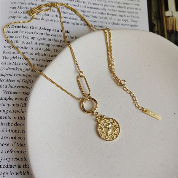 

ruiyi women 925 sterling silver necklace minimalist owl coin round pendant sweater choker girls stylish fine jewelry necklace q0531