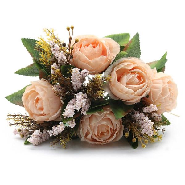 

wedding decor flowers 5 heads silk artificial flowers bouquet fall vivid peony decorative fake for home party garden