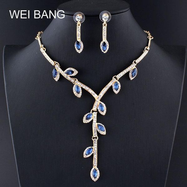 

earrings & necklace bridal jewelry sets gold color set plant rhinestone for wedding dress 2021, Silver