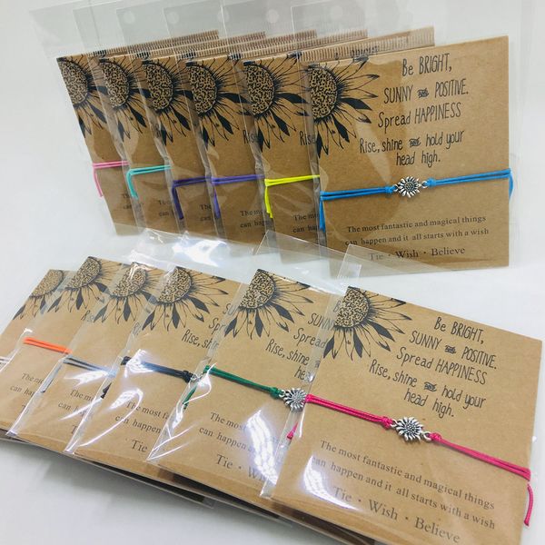 

social friendship gifts for quote sisters bright sunflower bracelets charm card bracelet positive quotes string