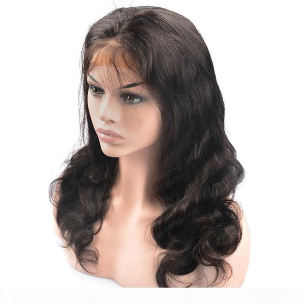

human hair full lace wig 1b body wave brazilian human hair wig 130%v 150% density full lace wig with baby hair, Black