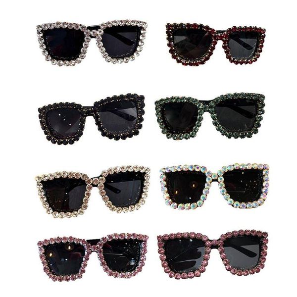 

fashion lady women large square frame with rhinestone sunglasses exaggerated retro sun glasses, White;black